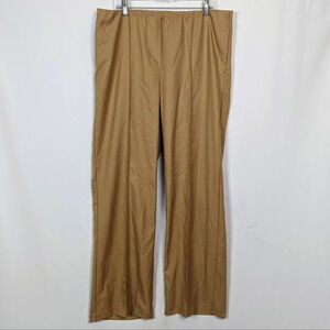 J.Jill XL Ponte Pleat Wide-Leg Trouser Pants Pull On Elastic Waist Stretch Camel